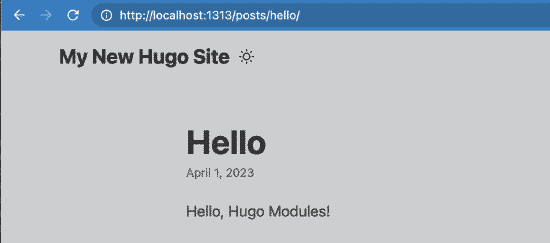 コンテンツ用の Hugo Module もインポートできた